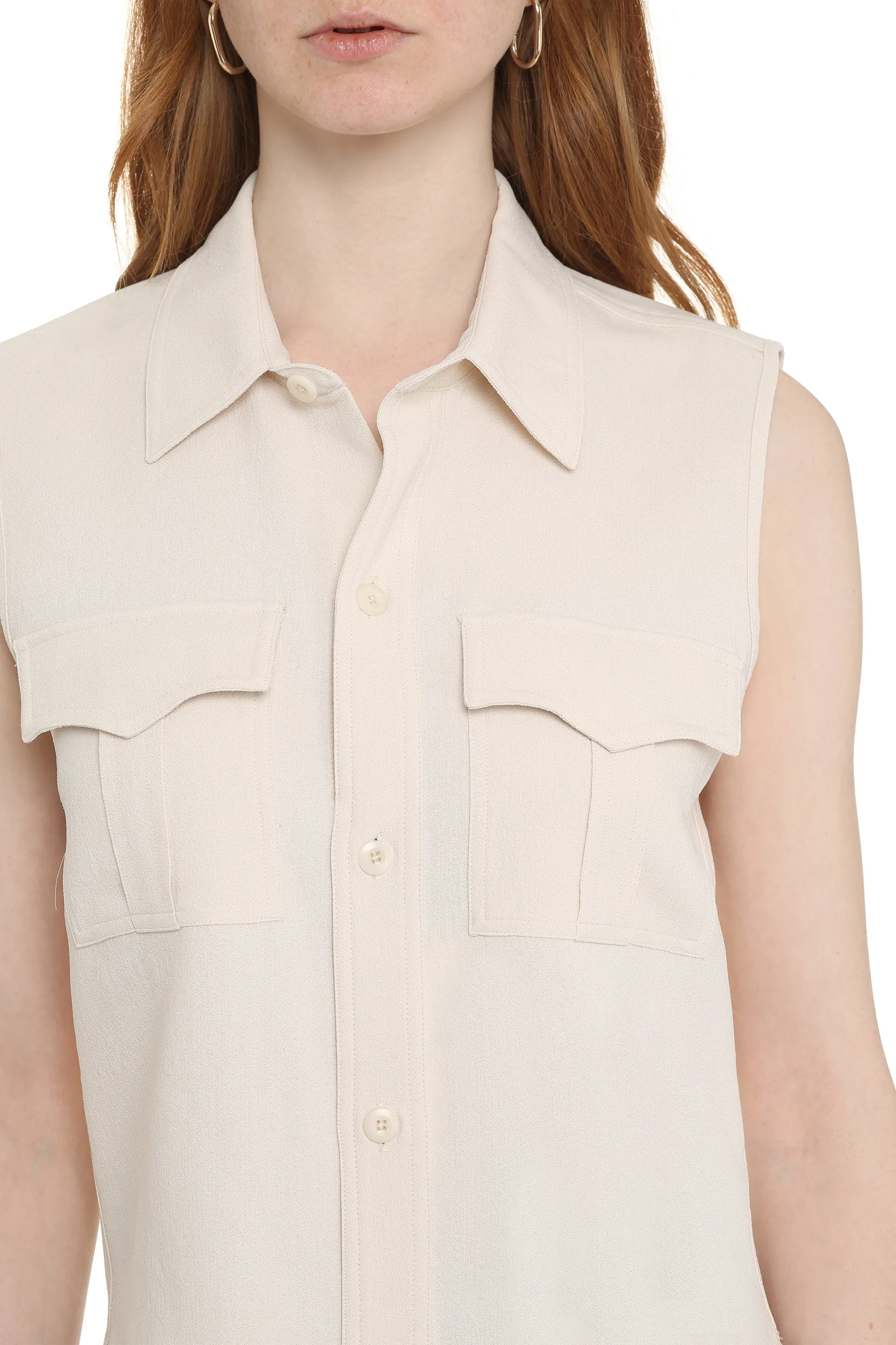 AMI Sleeveless Buttoned Shirt