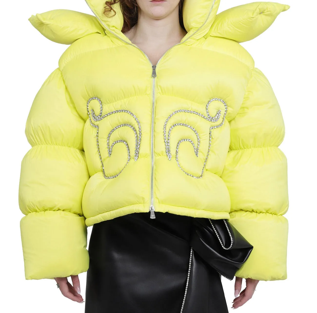 Area Studded Padded Cropped Jacket
