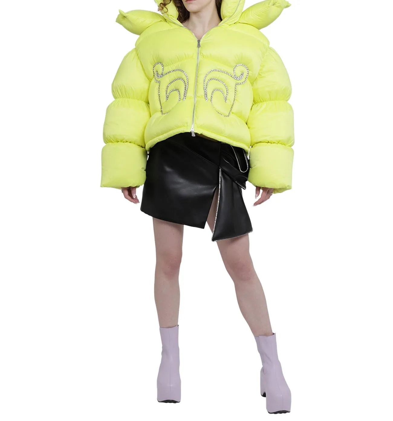 Area Studded Padded Cropped Jacket