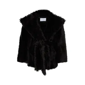 Balenciaga Tie-Waisted Furry Jacket