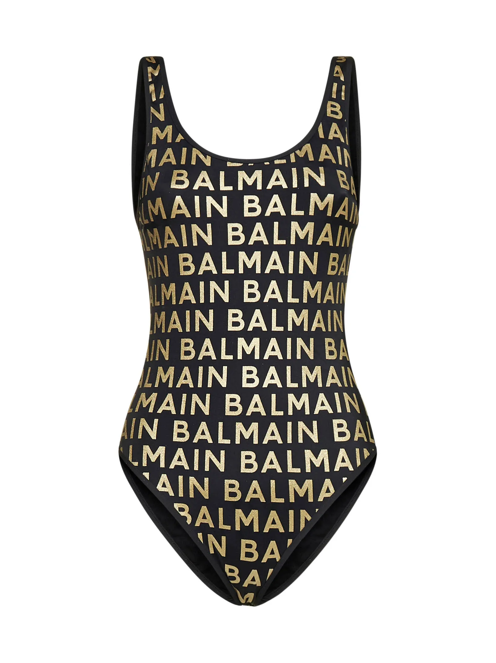 Balmain Allover Logo Printed Low-Back Bathing Suit