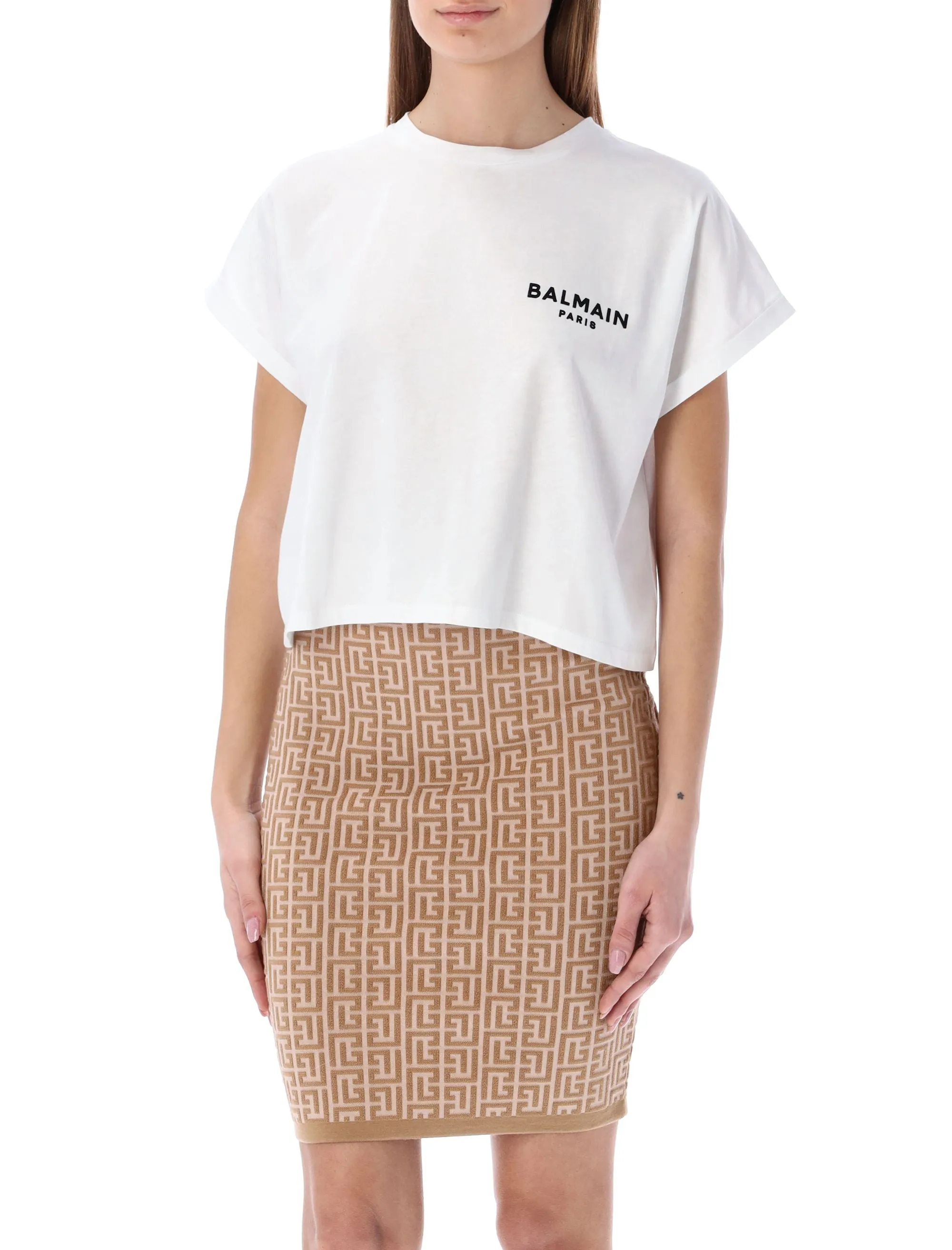 Balmain Cropped Crewneck T-Shirt