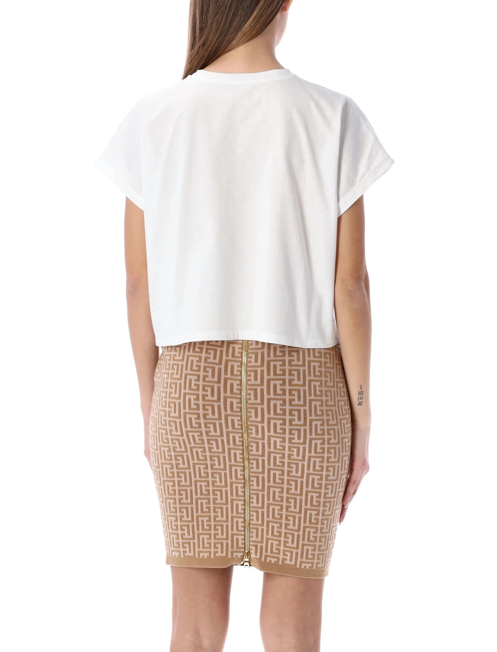 Balmain Cropped Crewneck T-Shirt