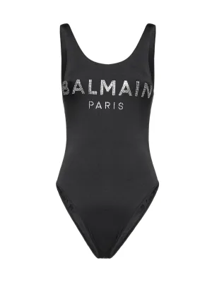 Balmain Logo Detailed Crewneck Swimsuit