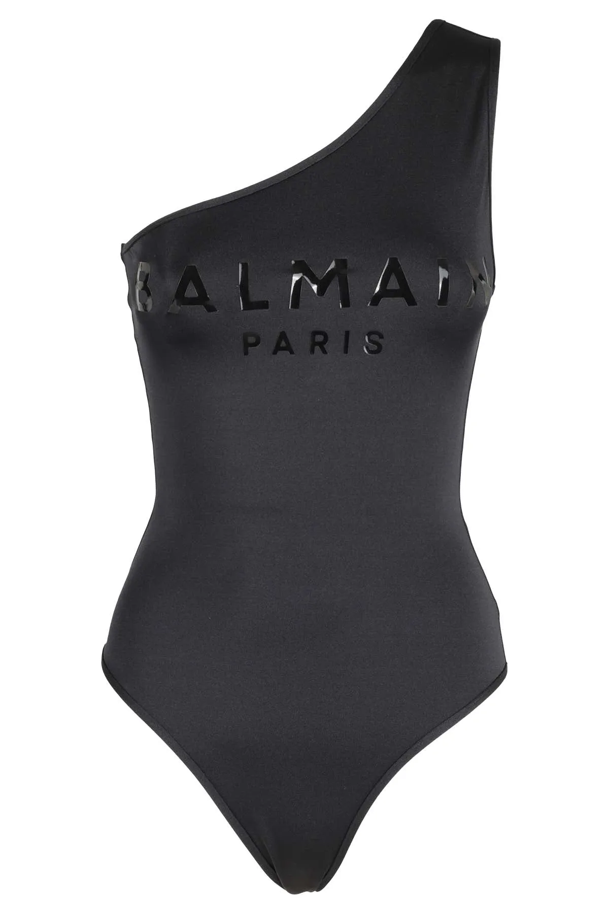 Balmain Logo Printed One-Shoulder Swimsuit