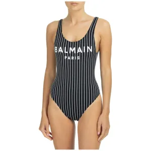 Balmain Stripe Patterned Stretched Swimsuit