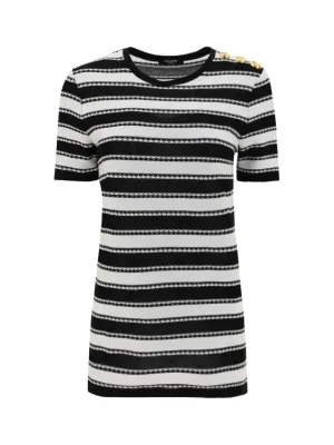 Balmain Striped Knitted T-Shirt