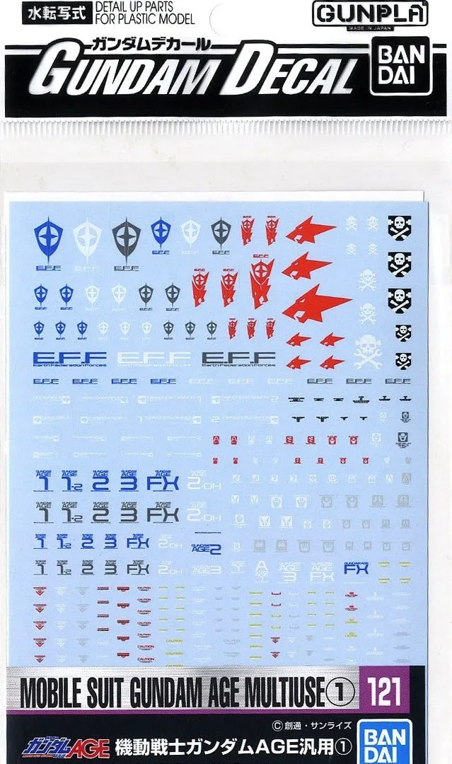 Bandai Gundam Decal #121 For Mobile Suit Gundam AGE Multiuse #1 Series MS Water Slide/Transfer Decals
