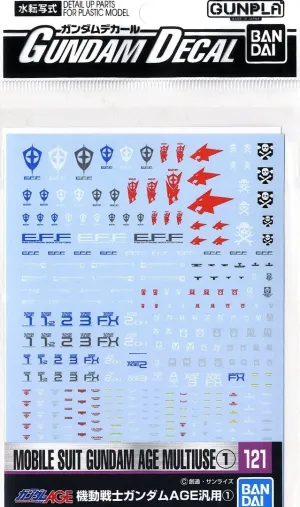 Bandai Gundam Decal #121 For Mobile Suit Gundam AGE Multiuse #1 Series MS Water Slide/Transfer Decals