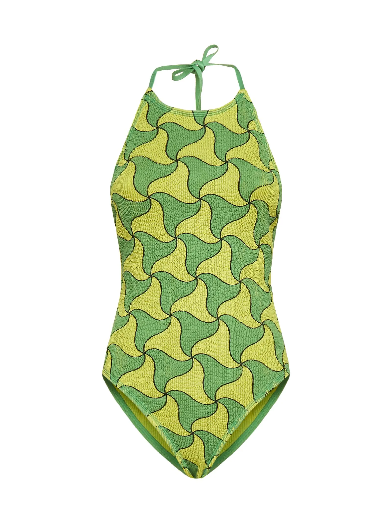 Bottega Veneta Wavy Triangle Printed Swimsuit