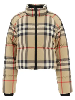 Burberry Check Cropped Puffer Jacket
