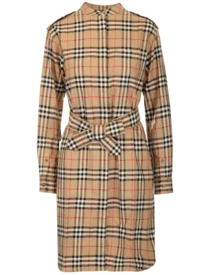 Burberry Checked Belted Shirt Dress