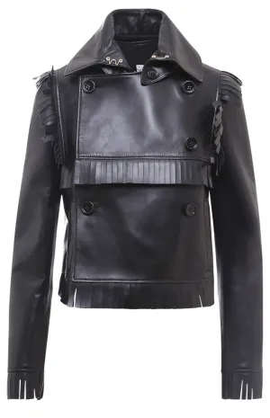 Burberry Leather Fringe Edge Jacket
