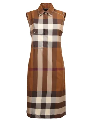Burberry Sleeveless Check Shirt Dress