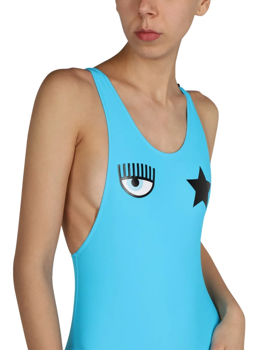 Chiara Ferragni Eyelike Logo-Printed Swimsuit