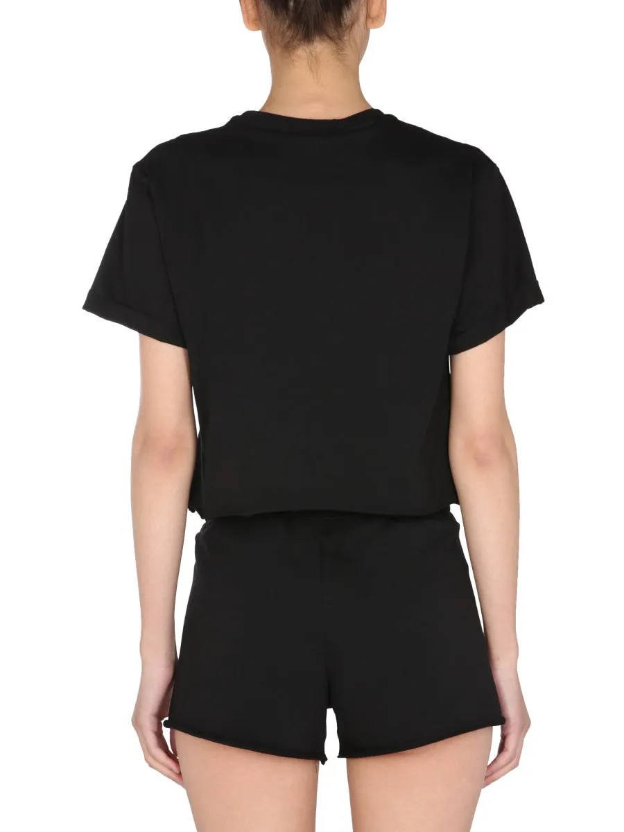 Disclaimer Printed Cropped T-Shirt