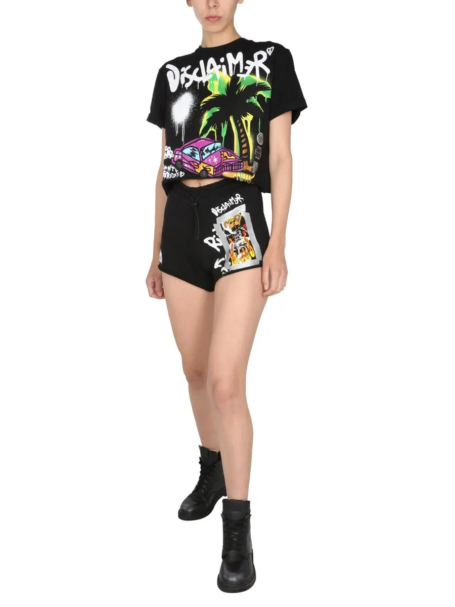 Disclaimer Printed Cropped T-Shirt