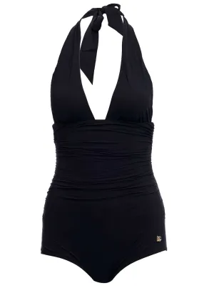 Dolce & Gabbana DG Plaque Halterneck Swimsuit