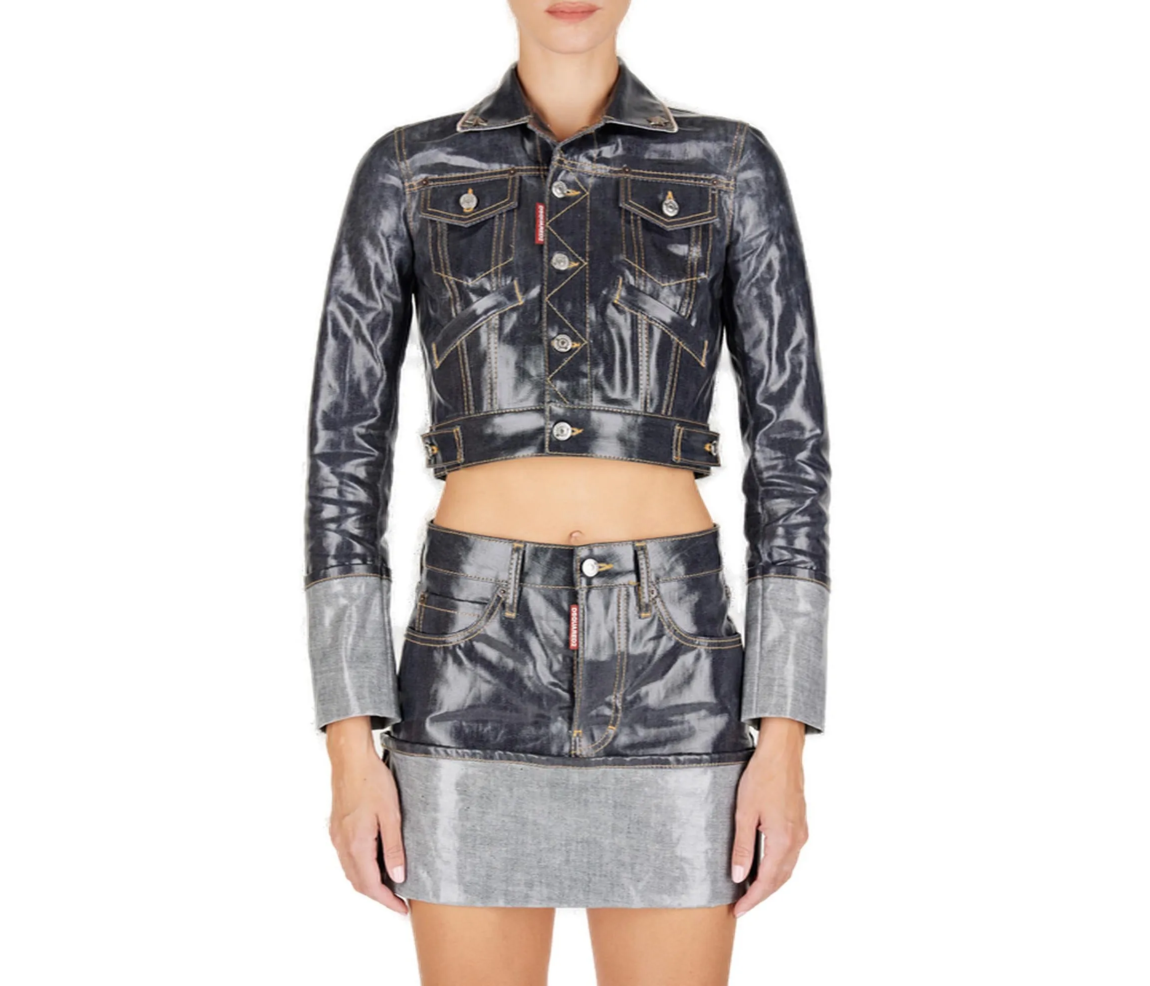 Dsquared2 Coated Finish Cropped Jacket