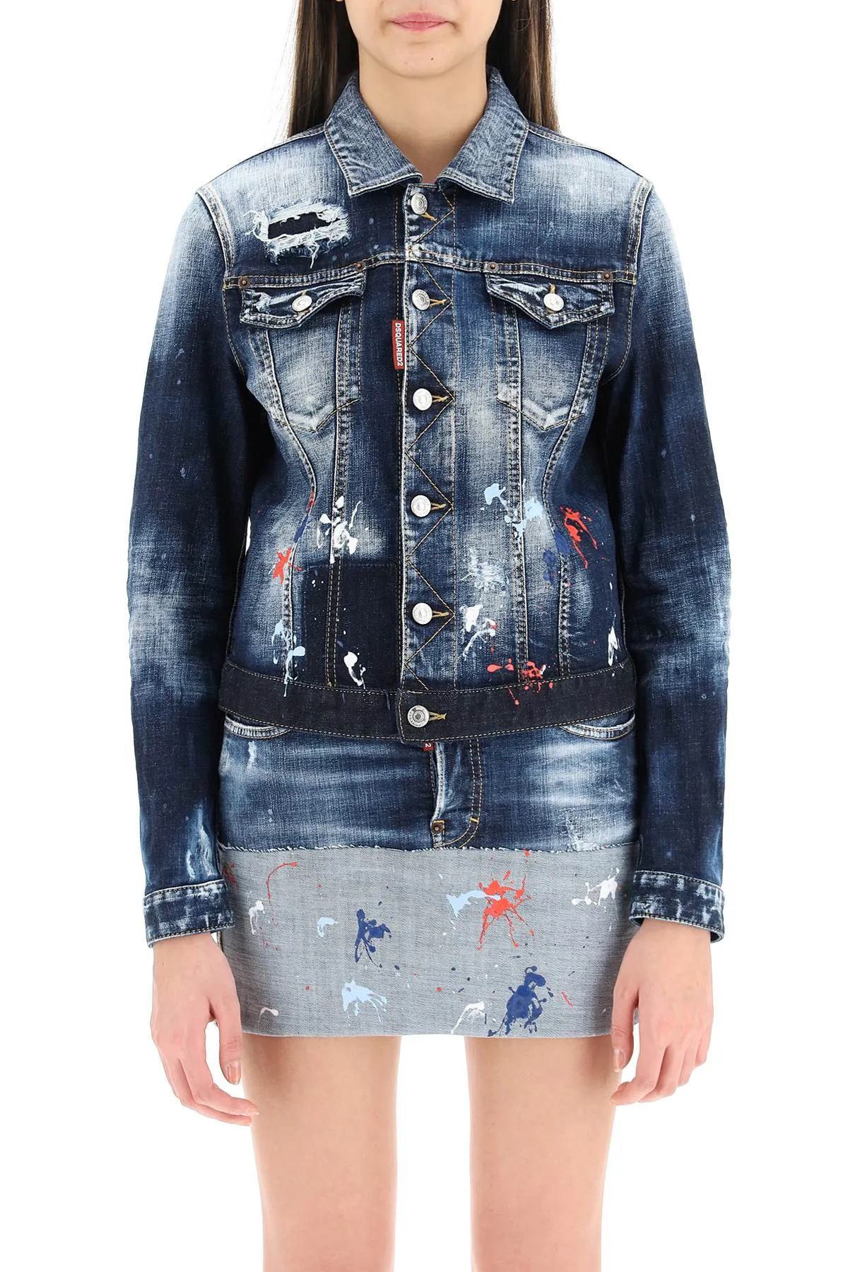 Dsquared2 Distressed Buttoned Denim Jacket