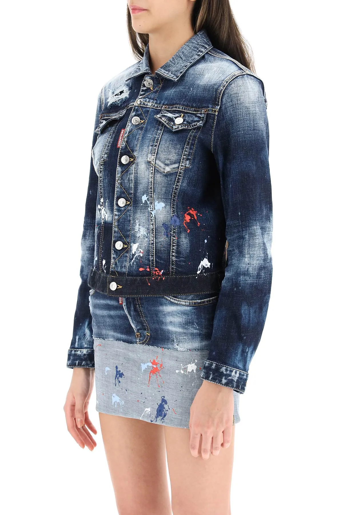 Dsquared2 Distressed Buttoned Denim Jacket