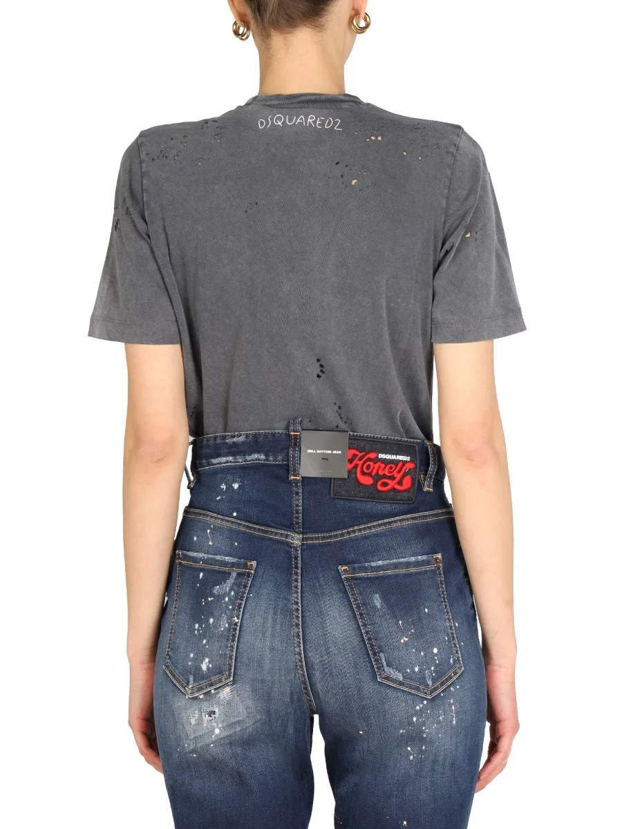 Dsquared2 Distressed Printed T-Shirt
