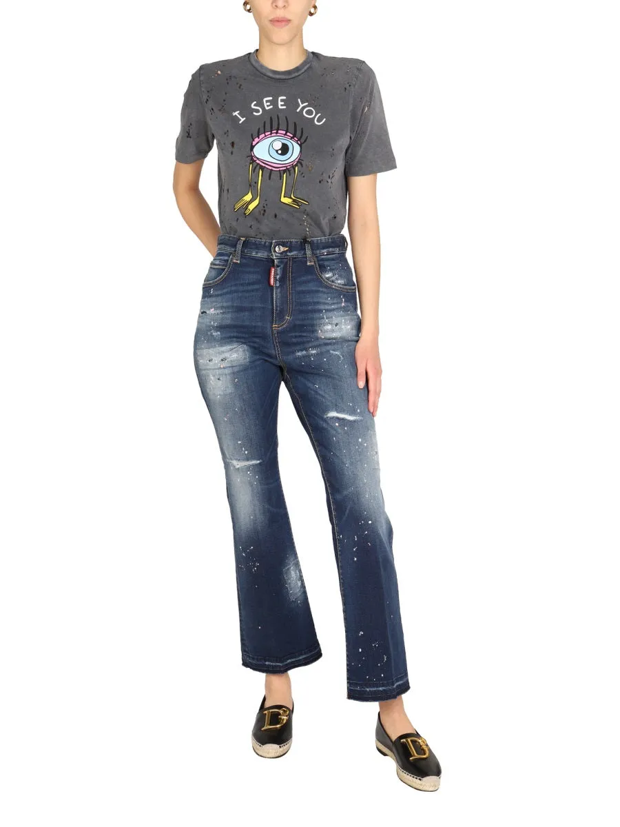 Dsquared2 Distressed Printed T-Shirt