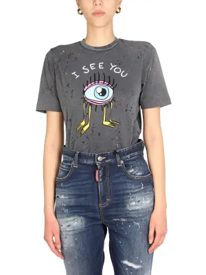 Dsquared2 Distressed Printed T-Shirt