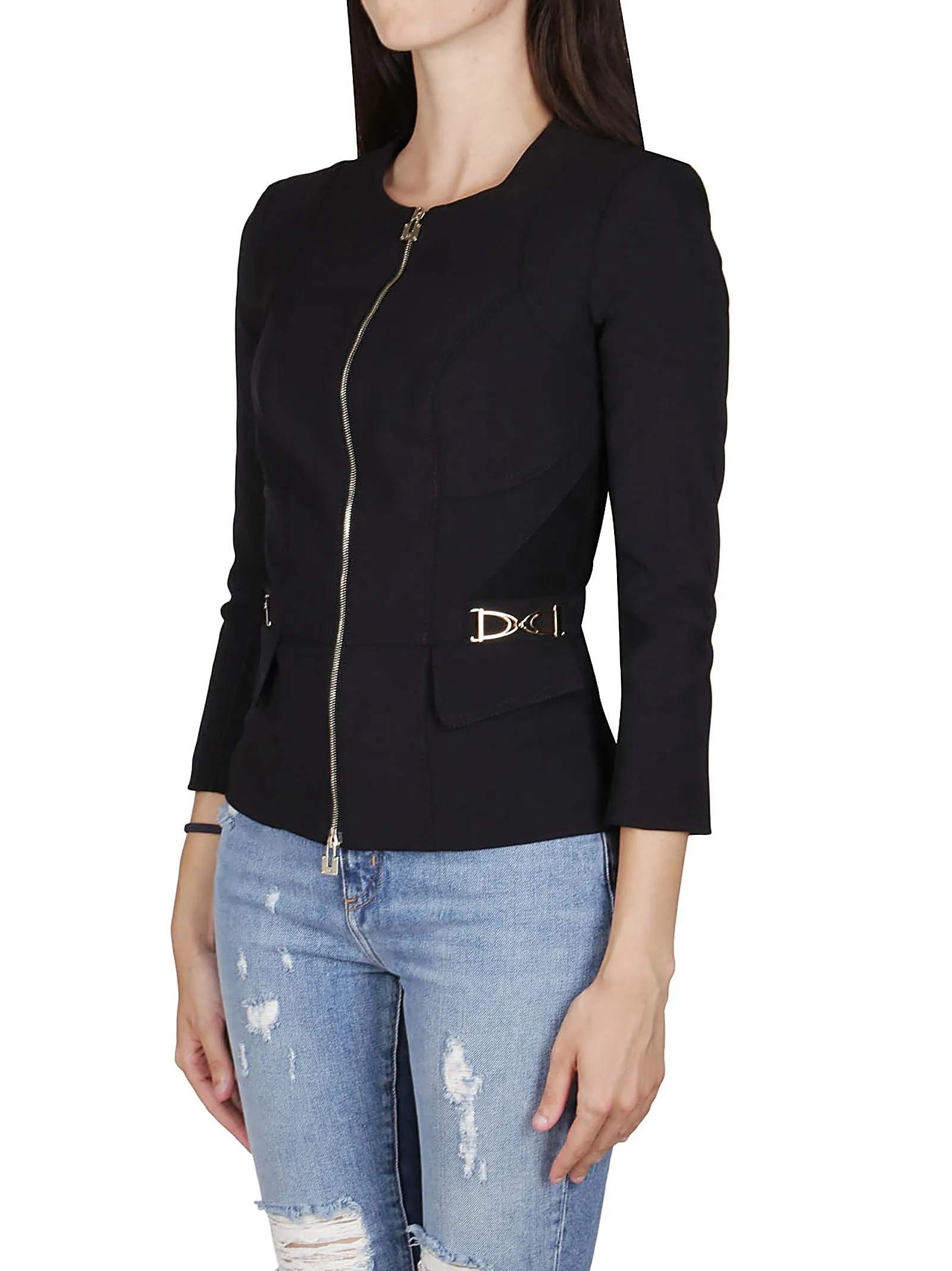 Elisabetta Franchi Horsebit Detail Zipped Jacket