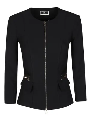 Elisabetta Franchi Horsebit Detail Zipped Jacket