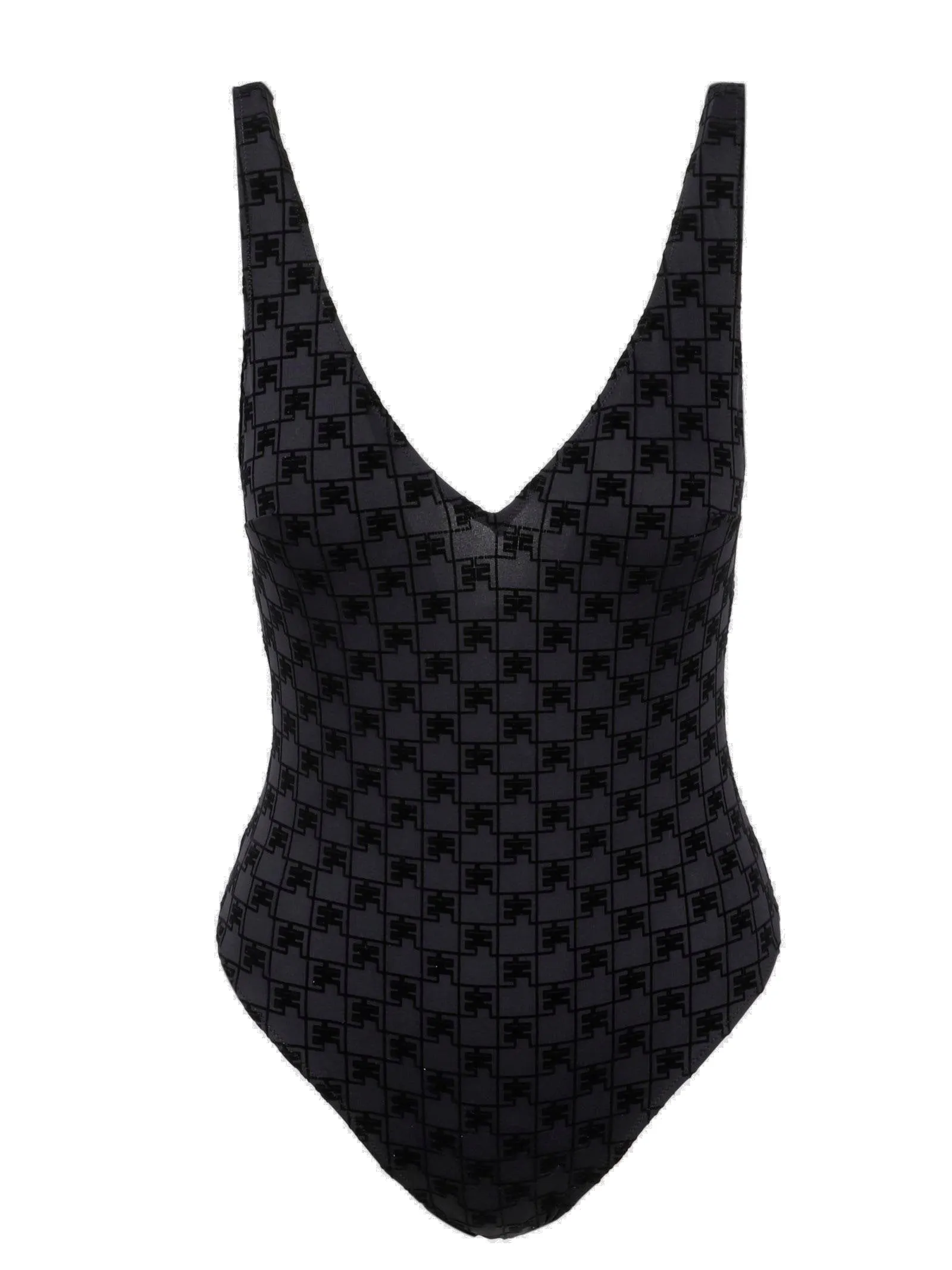 Elisabetta Franchi Monogram One-Piece V-Neck Swimsuit