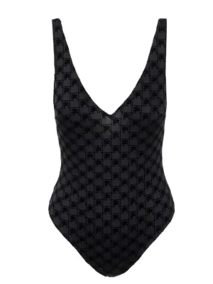Elisabetta Franchi Monogram One-Piece V-Neck Swimsuit