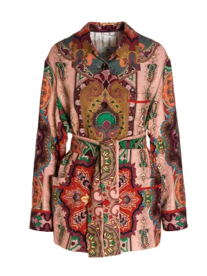 Etro Paisley Printed Belted Waist Jacket