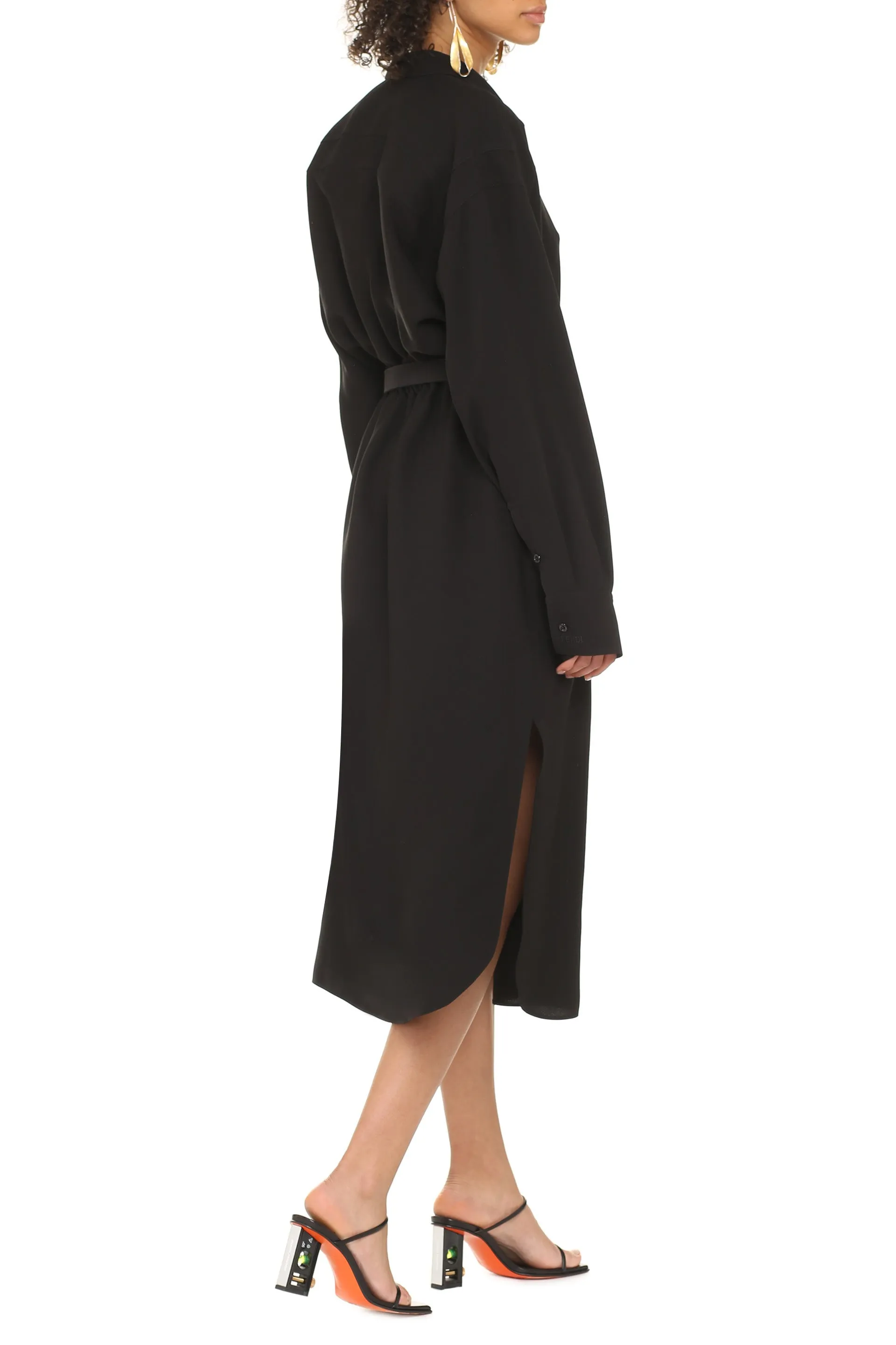 Fendi Belted Midi Shirt Dress