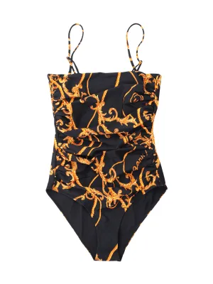 Ganni Baroque-Print Stretched One Piece Swimsuit