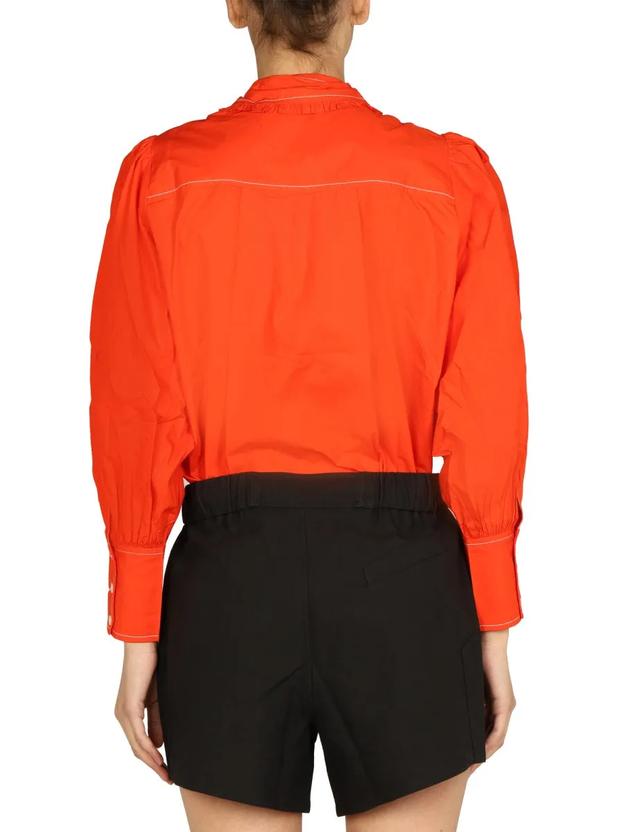 Ganni Puff-Sleeved Buttoned Shirt