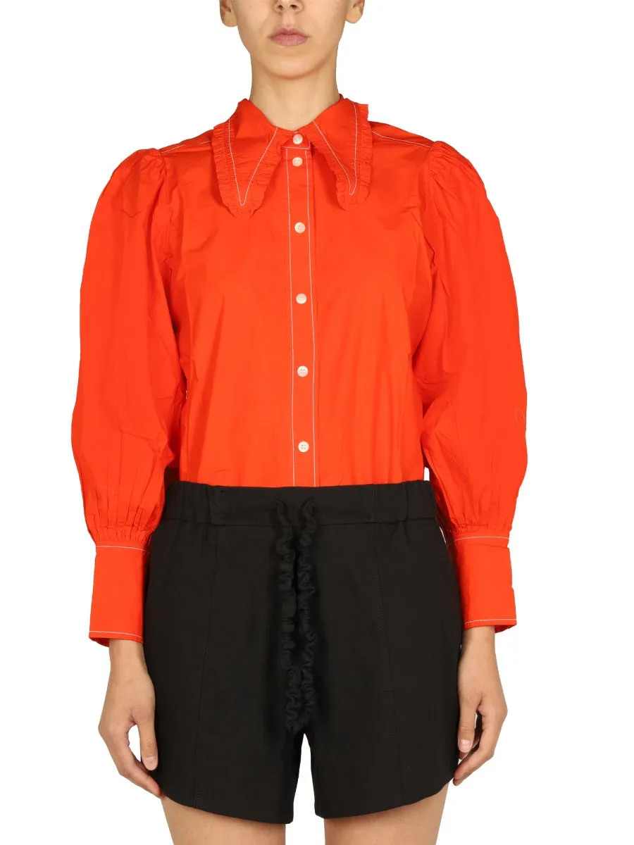 Ganni Puff-Sleeved Buttoned Shirt