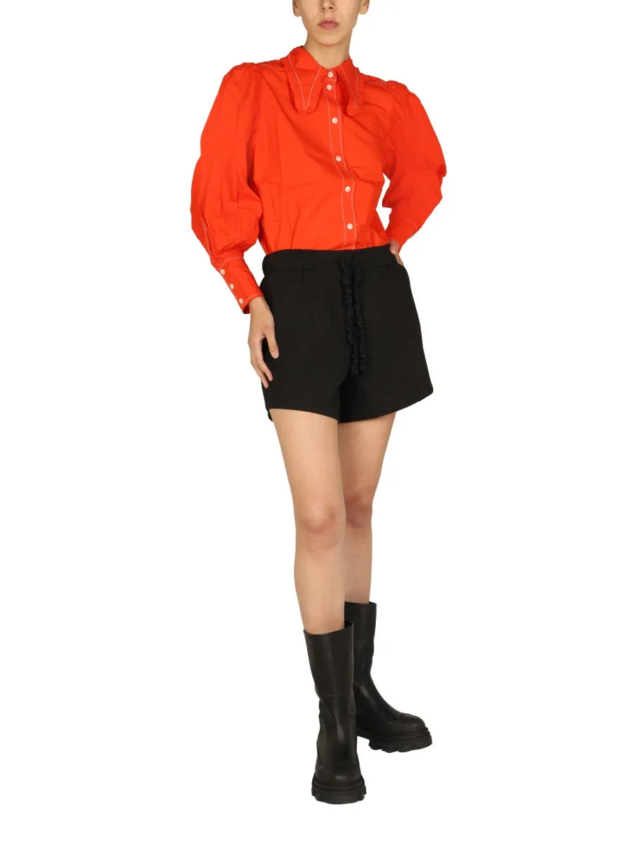 Ganni Puff-Sleeved Buttoned Shirt
