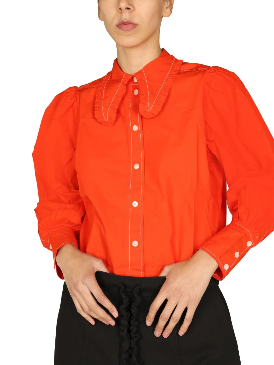 Ganni Puff-Sleeved Buttoned Shirt
