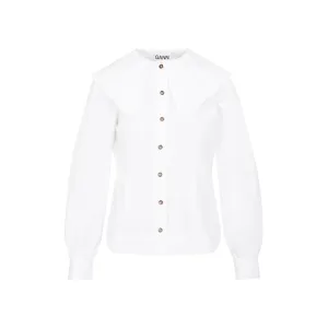 Ganni Ruffled Oversize-Collar Shirt