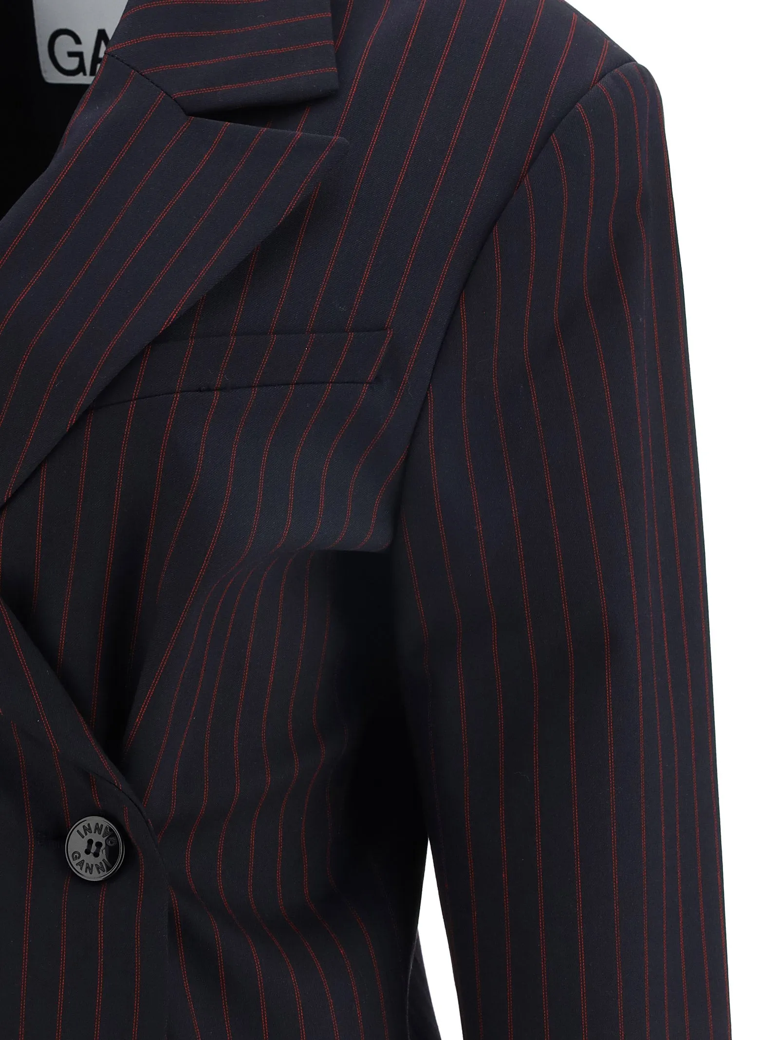 Ganni Striped Double-Breasted Jacket