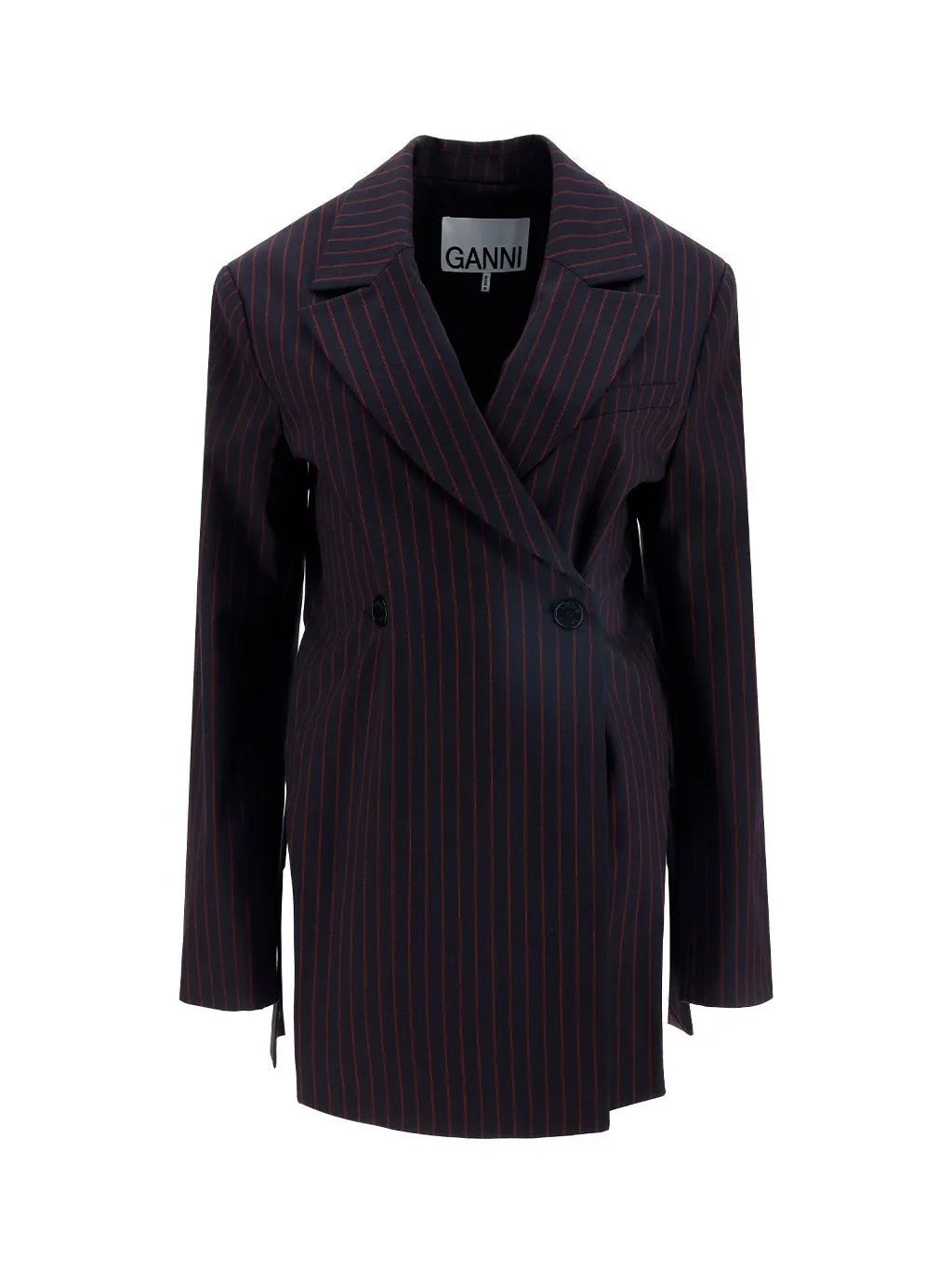 Ganni Striped Double-Breasted Jacket