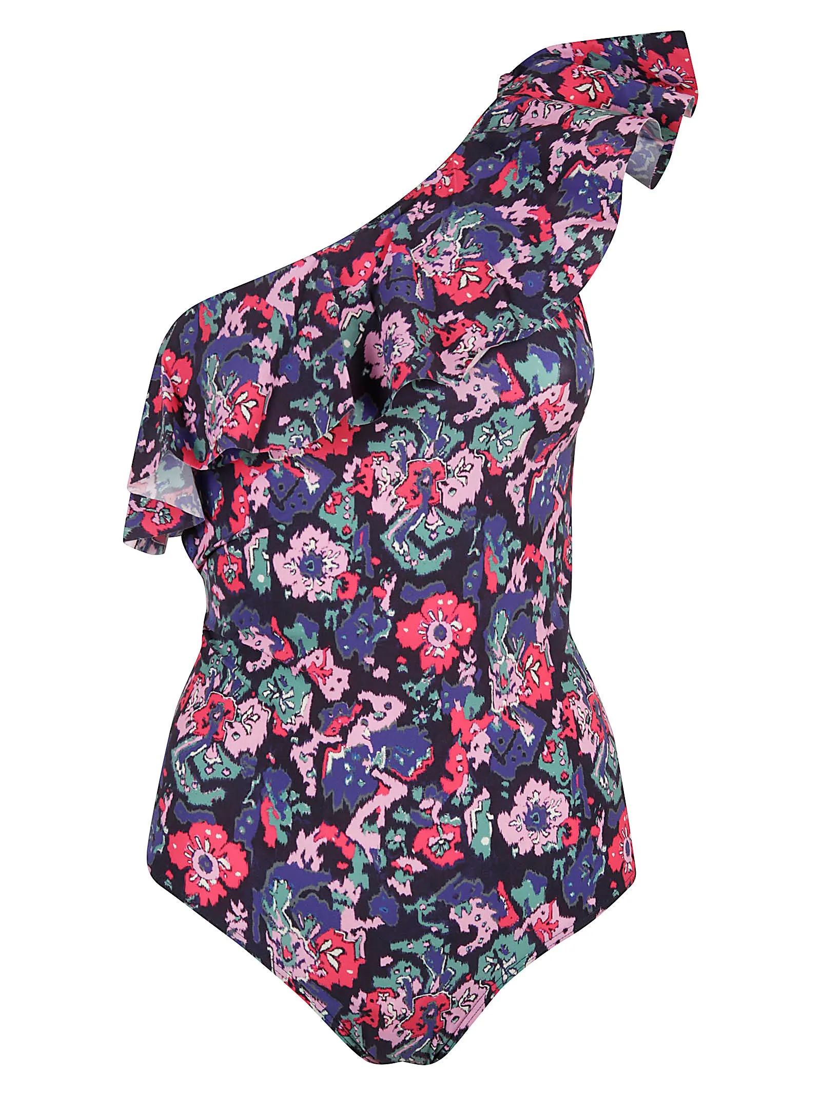 Isabel Marant Allover Floral Printed One-Shoulder Swimsuit