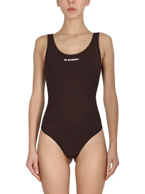 Jil Sander Logo Printed One Piece Swimsuit