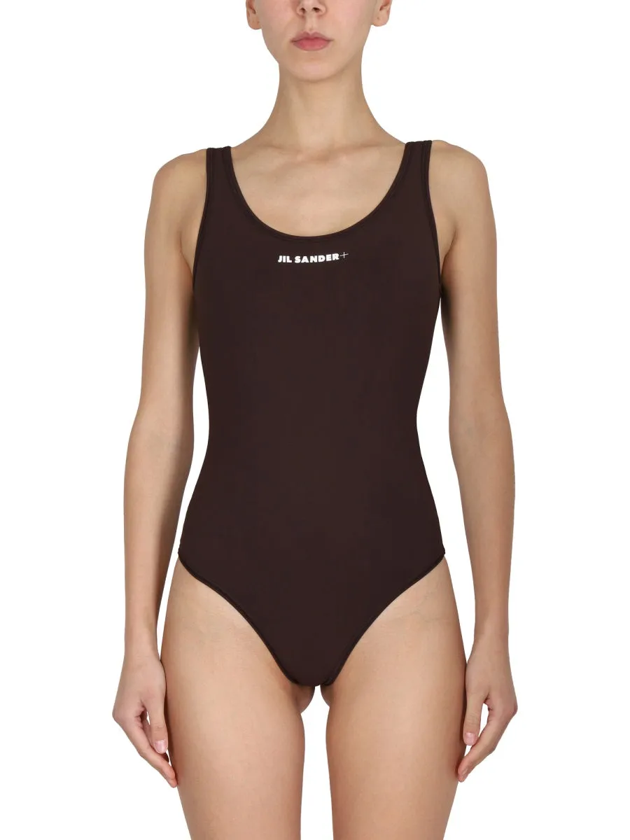 Jil Sander Logo Printed One Piece Swimsuit