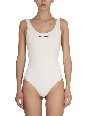 Jil Sander Logo Printed U-Neck Swimsuit