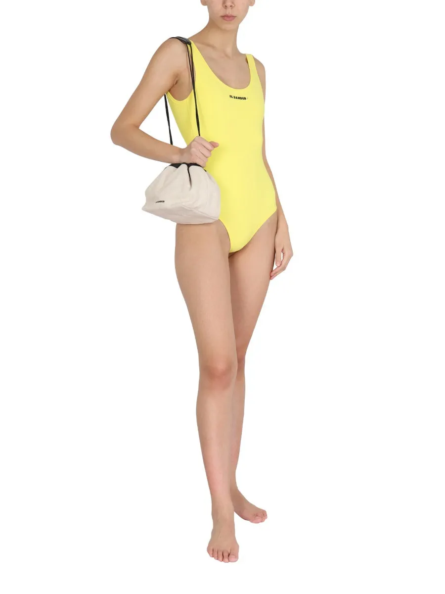 Jil Sander Logo Printed U-Neck Swimsuit