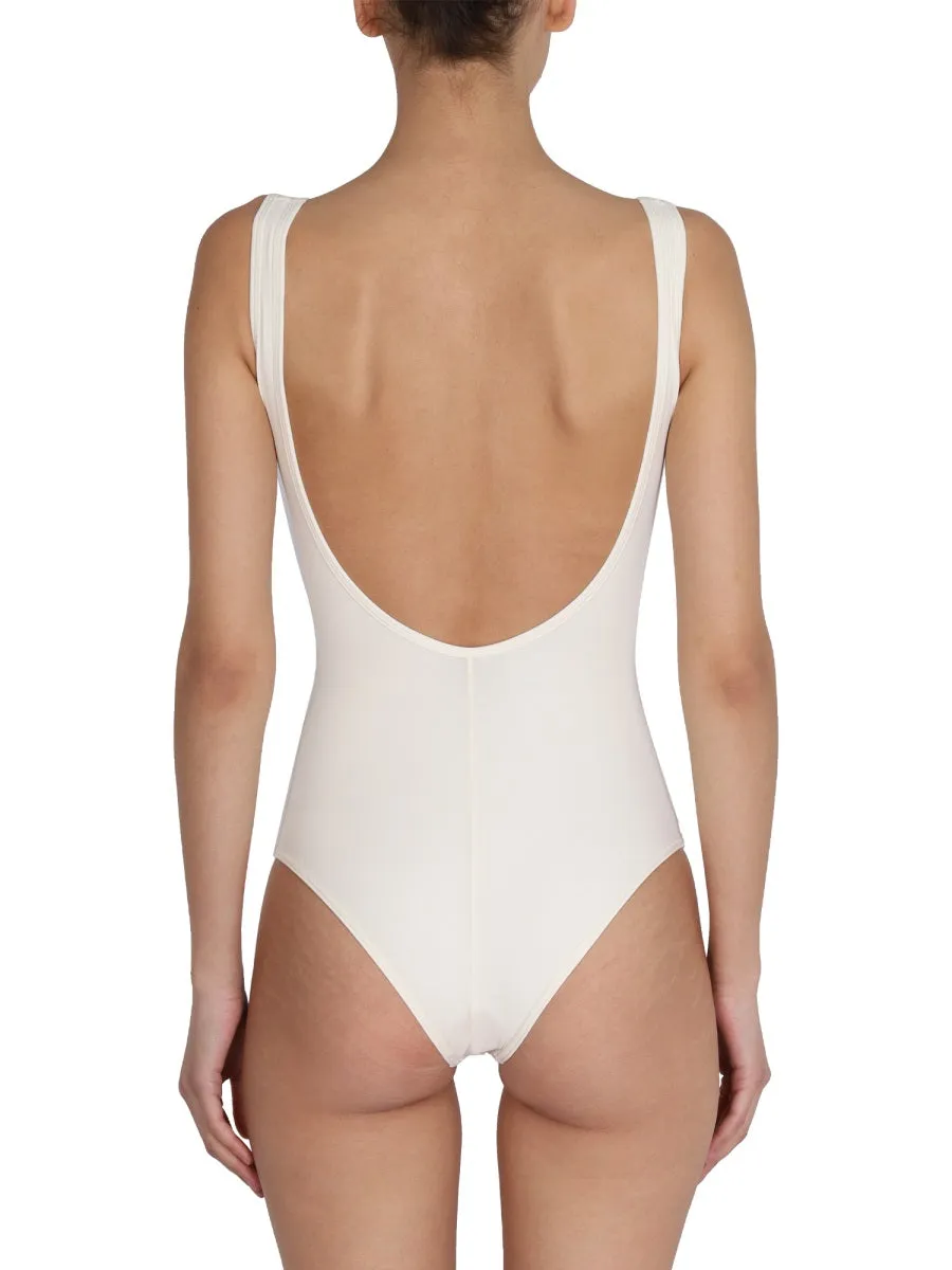 Jil Sander Logo Printed U-Neck Swimsuit