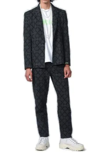 Koch Denim Monogram Tailored Jacket