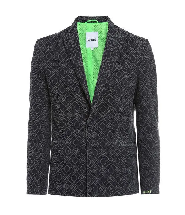 Koch Denim Monogram Tailored Jacket